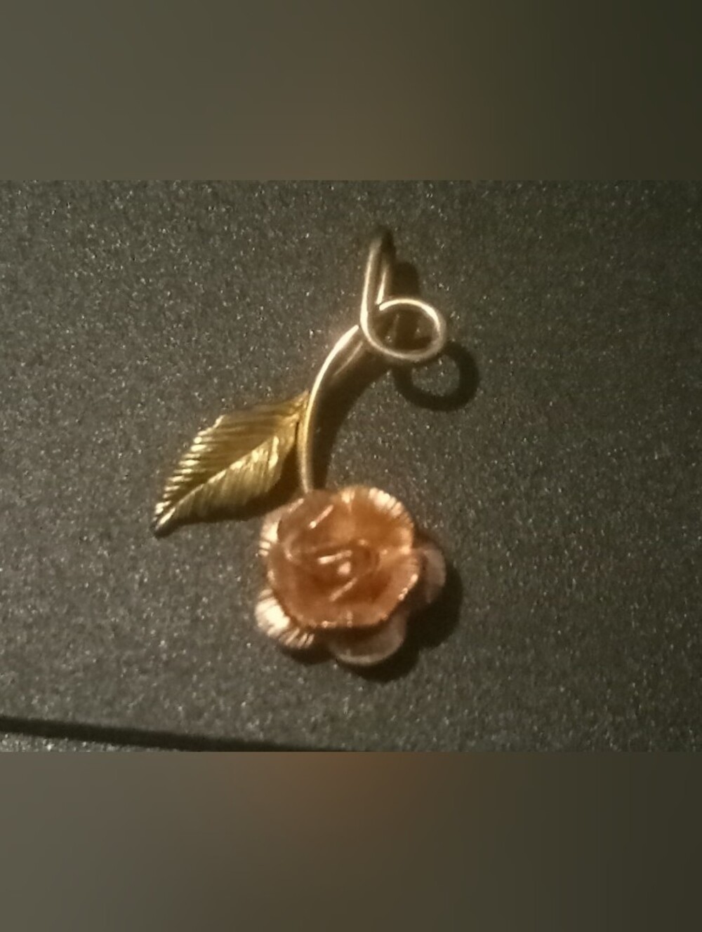 Vintage Krementz 14k Gold Overlay Rose Pendant Charm Two Tone Dainty Minimalist